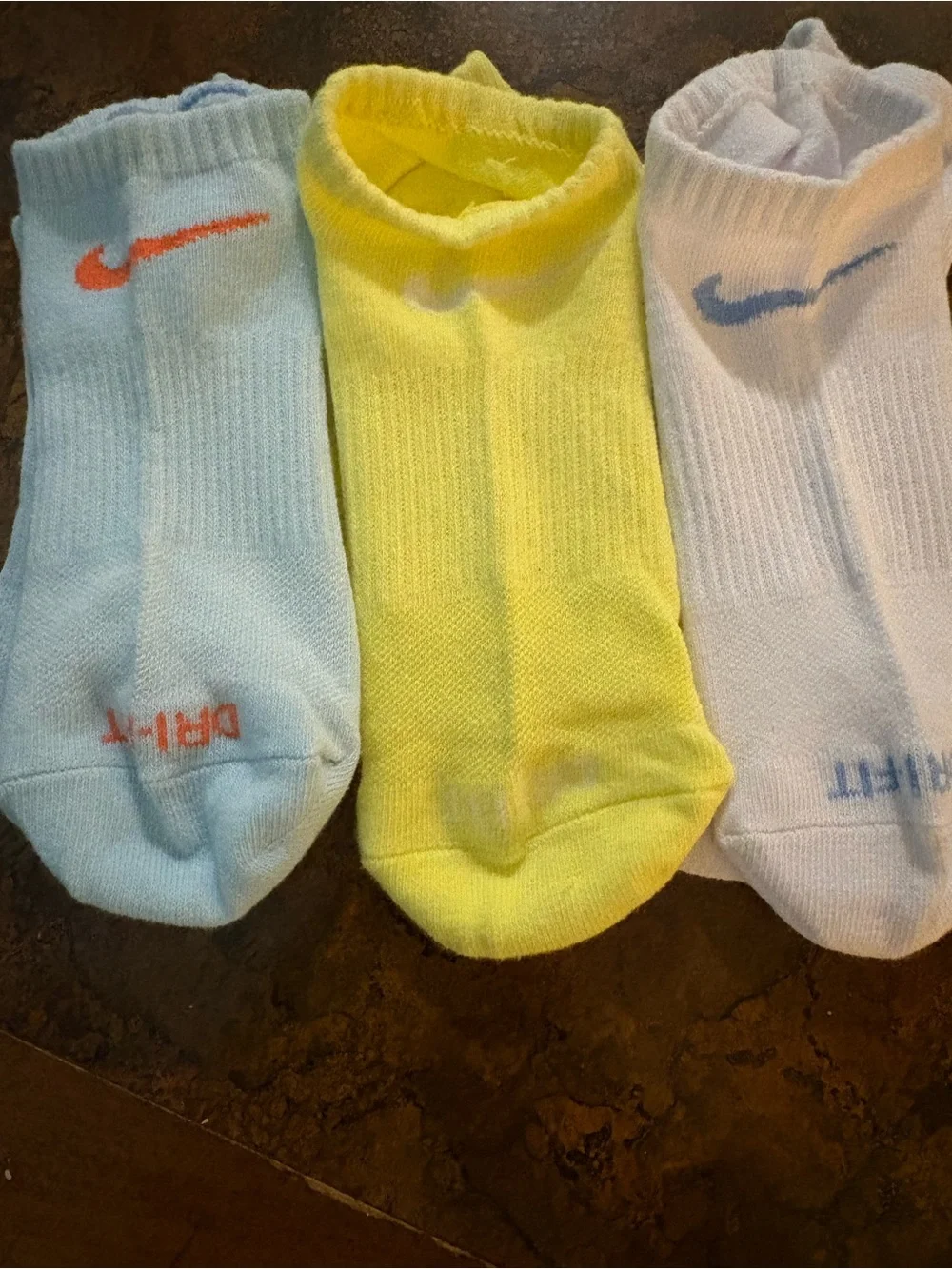 Nike Low-Cut Sock Trio — White, Light Blue, Yellow
